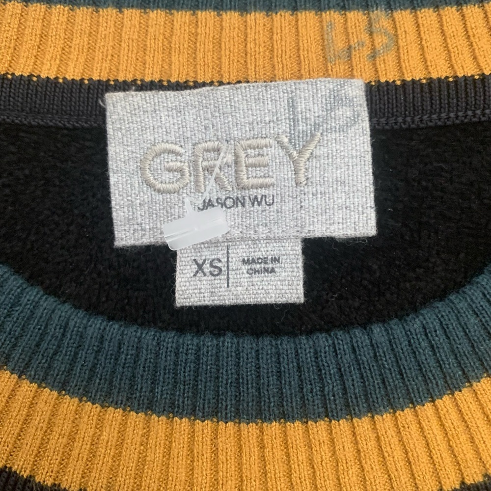 Grey Jason Wu Multicolored Striped Crew Neck Swea… - image 3